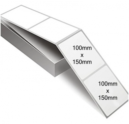 Самозалепващи етикети на пачка (fanfold), с перфорация, бели, 100mm x 150mm, 1 000