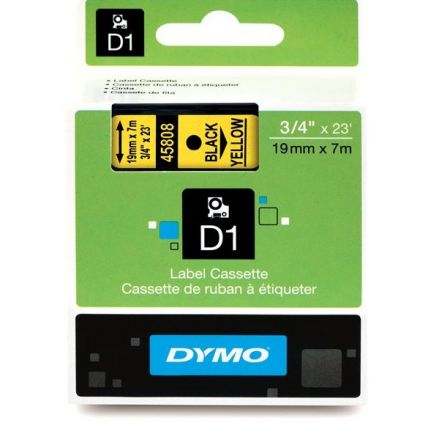 ЛЕНТА D1 за Dymo Label Manager, 19mm X 7m, жълта, черен надпис