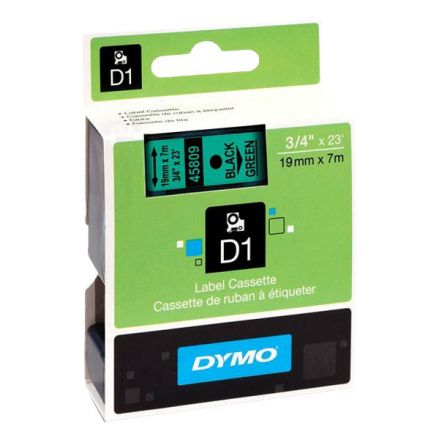 ЛЕНТА D1 за Dymo Label Manager, 19mm X 7m, зелена, черен надпис 