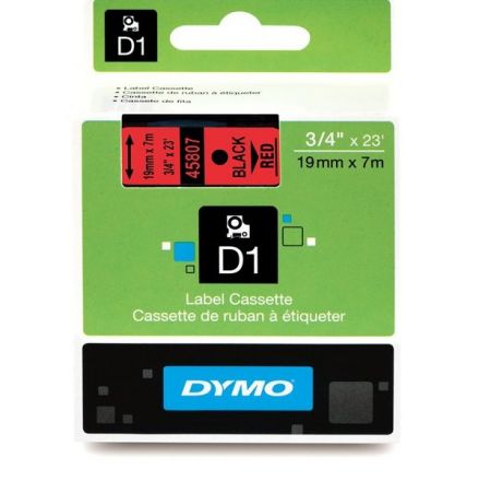 ЛЕНТА D1 за Dymo Label Manager, 19mm X 7m, червена, черен надпис