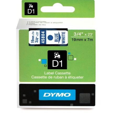 ЛЕНТА D1 за Dymo Label Manager, 19mm X 7m, бяла, син надпис 