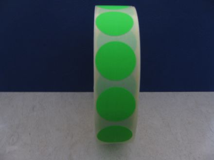 Зелени самозалепващи кръгли етикети на ролка, сигнален цвят, Ø25mm, 2000бр.