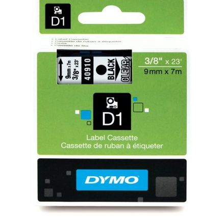 ЛЕНТА D1 - Dymo 40910, 9mm X 7m, прозрачна, черен надпис