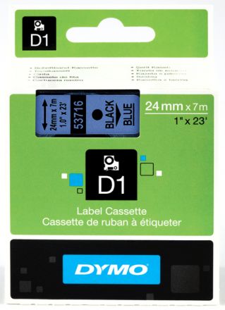 ЛЕНТА D1 за Dymo Label Manager, 24mm X 7m, синя, черен надпис 