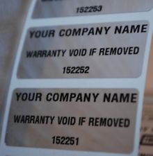 Security Warranty VOID Labels 44mm X 32mm, matte silver 