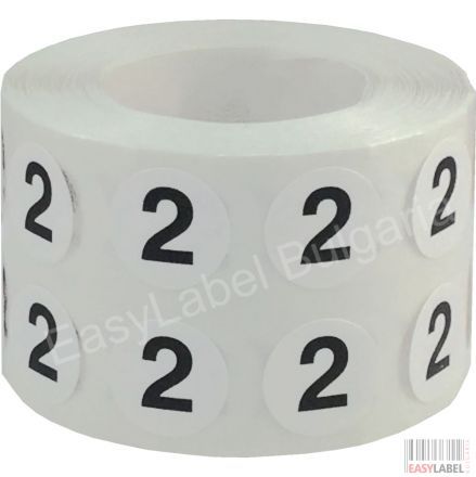 Цифри 1-20 кръгли стикери за инвентарни номера с диаметър 10mm, 6 740 бр., бели