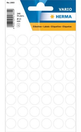 Цветни кръгли стикери за ОТК контрол - самозалепващи етикети, диаметър 13mm, 240 бр.