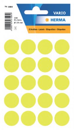 Multi-purpose labels / colour dots, Ø19mm, round, permanent adhesion, for hand lette